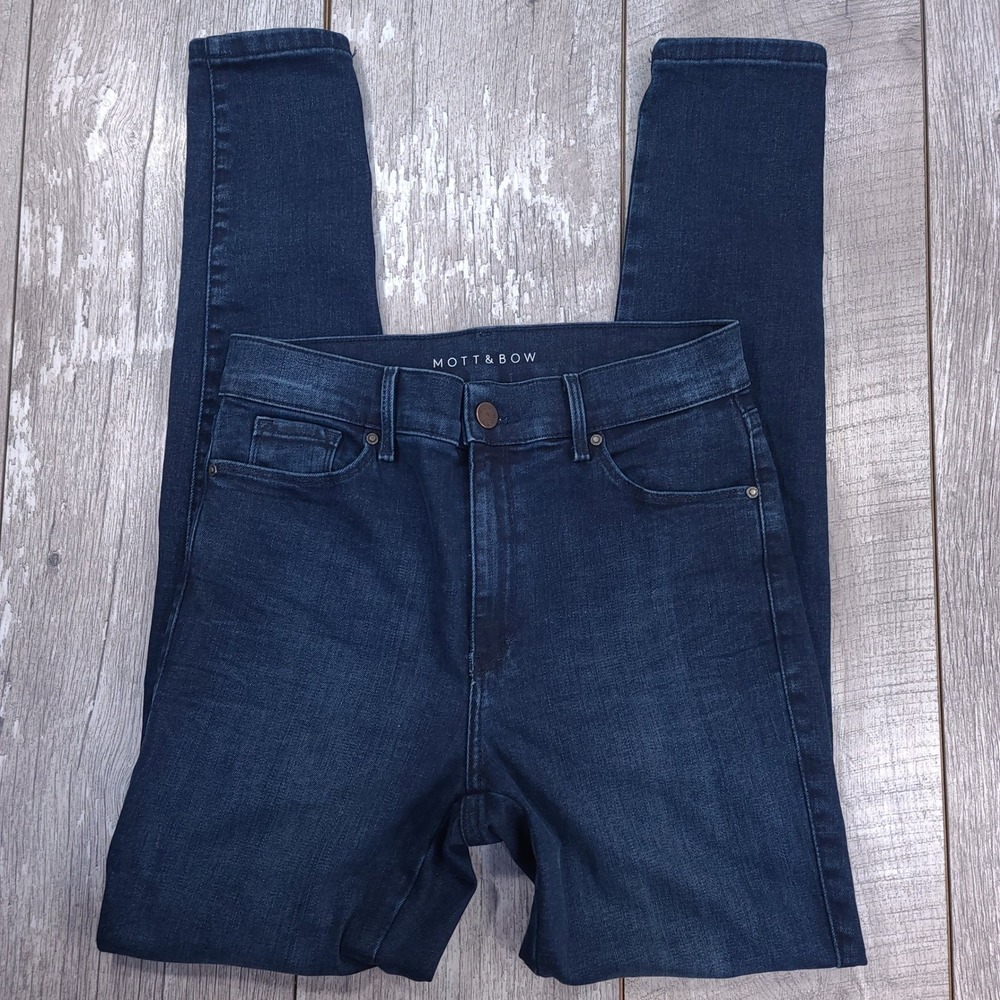 Mott & Bow High Rise Skinny Jeans Womens 28x30 Dark Indigo Blue Stretch Pants - Picture 4 of 9